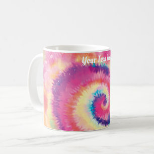 Aangepaste tekst / Fun 60s Tie Dye Colorful Hippie Koffiemok