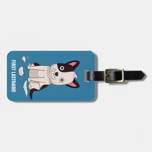 Aangepaste tekst Funny Dog bagagelabel (Voorkant horizontaal)