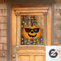Aangepaste tekst Funny Spooky Pumpkin Window Cling