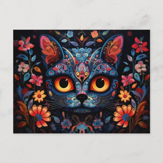 Aangepaste tekst 💀😺 Gato De Los Muertos Briefkaart (Voorkant)