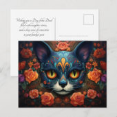 Aangepaste tekst 💀😺 Gato De Los Muertos Briefkaart (Voorkant / Achterkant)