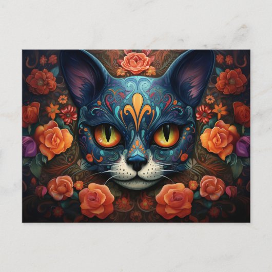 Aangepaste tekst 💀😺 Gato De Los Muertos Briefkaart (Voorkant)