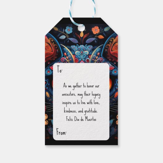 Aangepaste tekst 💀😺 Gato De Los Muertos Cadeaulabel (Achterkant)