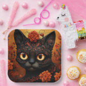Aangepaste tekst 💀😺 Gato De Los Muertos Papieren Bordje (Feest)
