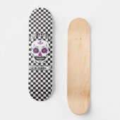 Aangepaste tekst gecontroleerd Paars Snoep schedel Skateboard (Voorkant)