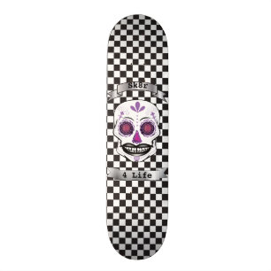 Aangepaste tekst gecontroleerd Paars Snoep schedel Skateboard