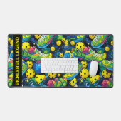 Aangepaste tekst Geel Psychedelic pickleballs Bureaumat (Keyboard & Muis)