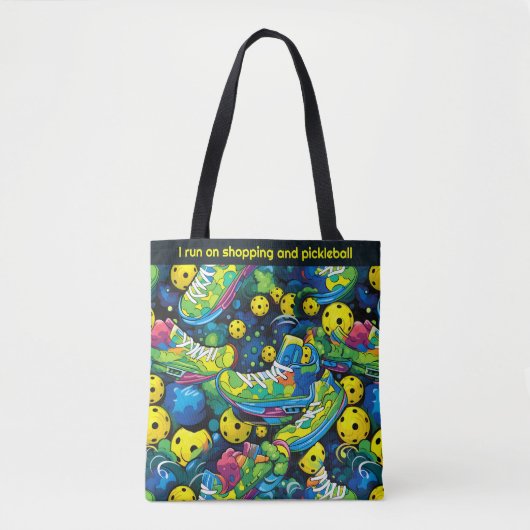 Aangepaste tekst Geel Psychedelic pickleballs Tote Bag (Voorkant)
