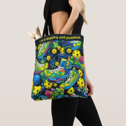 Aangepaste tekst Geel Psychedelic pickleballs Tote Bag (Dichtbij)