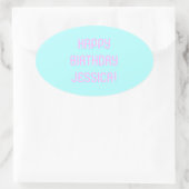 Aangepaste tekst Gefeliciteerd met de verjaardag v Ovale Sticker (Tas)