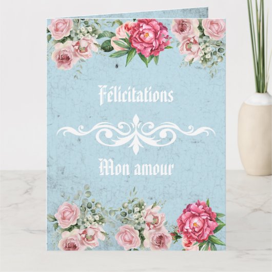 Aangepaste tekst Gefeliciteerd mijn liefde Rustiek Kaart (Voorkant)