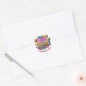 Aangepaste tekst, Gelukkig Divali blad barst Ronde Sticker (Envelop)