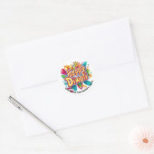 Aangepaste tekst, Gelukkig Divali Kleuruitbarsting Ronde Sticker (Envelop)