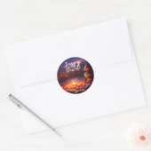 Aangepaste tekst, Gelukkig Divali Tempellichten Ronde Sticker (Envelop)