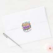 Aangepaste tekst, Gelukkig Divali Wervel & Blad Ronde Sticker (Envelop)