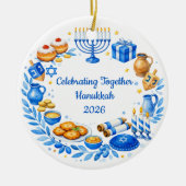 Aangepaste tekst Gelukkig Hanukka Krans  Keramisch Ornament (Voorkant)