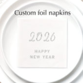 Aangepaste tekst Gelukkig Nieuwjaar 2026 Modern Zi Folie Servetten