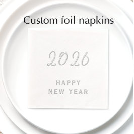 Aangepaste tekst Gelukkig Nieuwjaar 2026 Modern Zi Folie Servetten