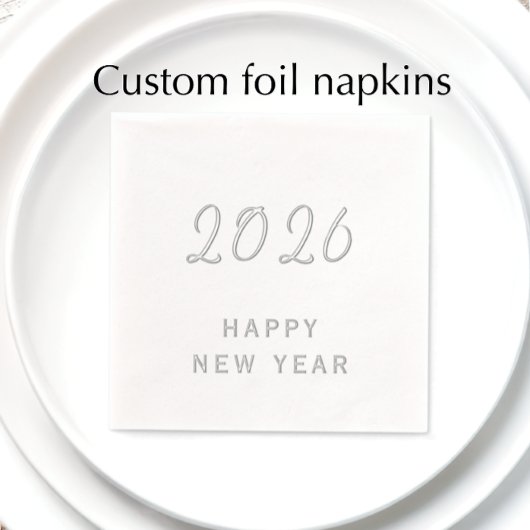 Aangepaste tekst Gelukkig Nieuwjaar 2026 Modern Zi Folie Servetten