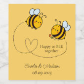 Aangepaste tekst Gelukkige Liefde Bijen Wijn Etiket (Enkel label)