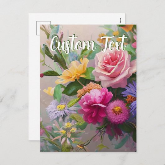 Aangepaste tekst Gemengde bloemen 8 Blossom Sjablo Feestdagenkaart (Voorkant / Achterkant)