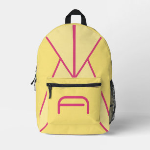 Aangepaste tekst geometrisch abstract beige & roze bedrukte rugzak