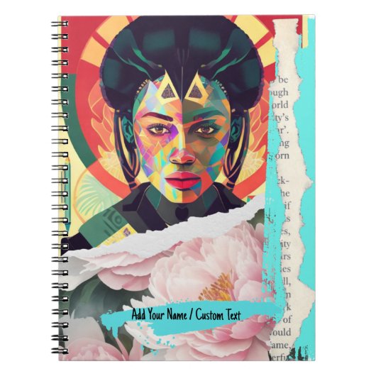 AANGEPASTE TEKST- Geometrische Beauty Collage - AI Notitieboek (Voorkant)