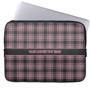 Aangepaste tekst gerangschikt / tartanpatroon laptop sleeve