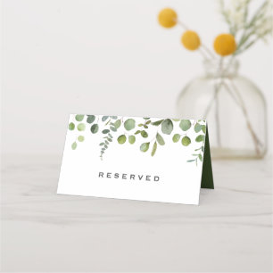 Aangepaste tekst Gereserveerd Eucalyptus Bruiloft Plaatskaartje