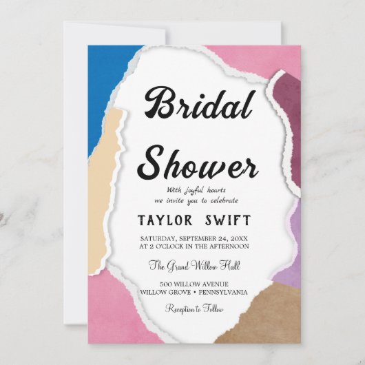 Aangepaste tekst gescheurd papier bruids douche ui kaart (Voorkant)