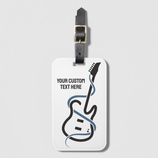 Aangepaste tekst gestileerde gitaar bagagelabel (Voorkant (verticaal))