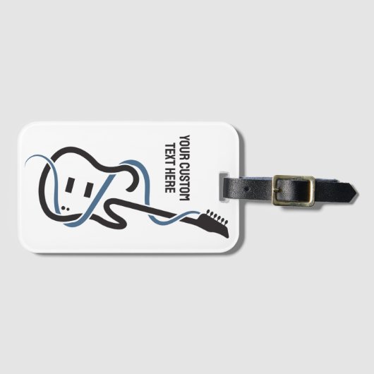 Aangepaste tekst gestileerde gitaar bagagelabel (Voorkant (horizontaal))