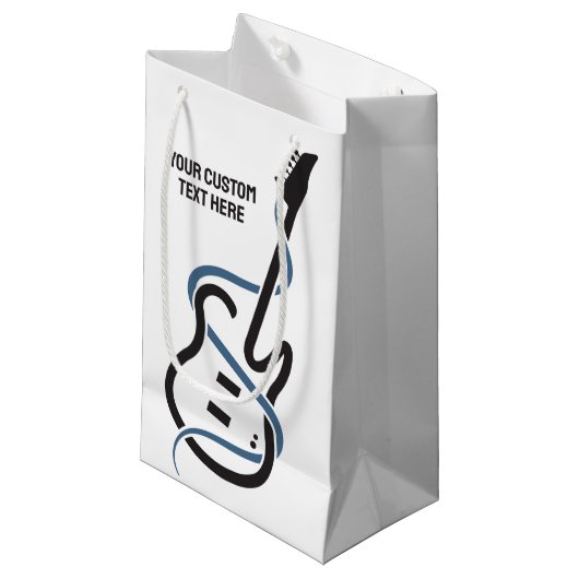 Aangepaste tekst gestileerde gitaar klein cadeauzakje (Voorkant Gekanteld)