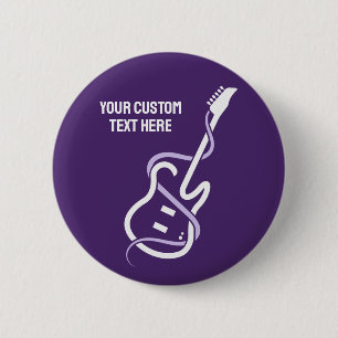 Aangepaste tekst gestileerde gitaar ronde button 5,7 cm