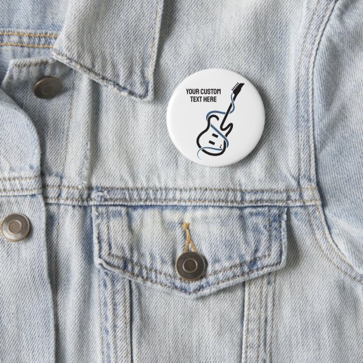 Aangepaste tekst gestileerde gitaar ronde button 5,7 cm (In situ)