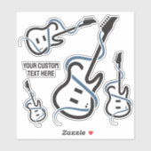 Aangepaste tekst gestileerde gitaar sticker (Vel)