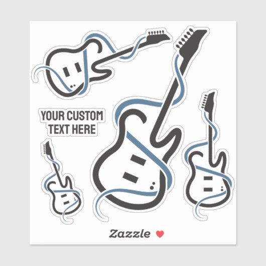 Aangepaste tekst gestileerde gitaar sticker (Vel)