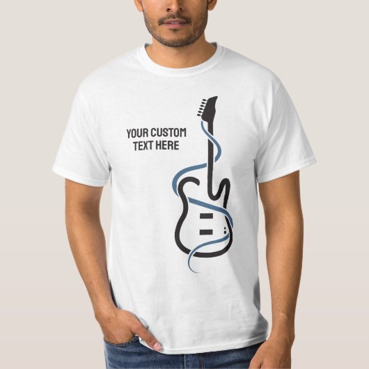 Aangepaste tekst gestileerde gitaar t-shirt (Voorkant)