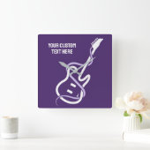 Aangepaste tekst gestileerde gitaar vierkante klok (Huis)
