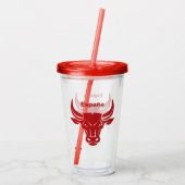 Aangepaste tekst gestyliseerde bull tumblers acryl drinkbeker (Achterkant)
