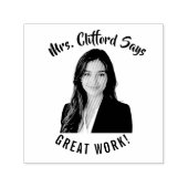 Aangepaste tekst gezichtsfoto leraar  zelfinktende stempel (Design)