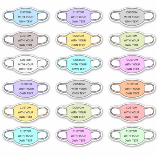 Aangepaste tekst gezichtsmasker gevormd sticker (Voorkant)