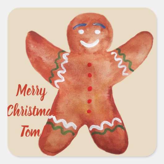 Aangepaste tekst Gingerbread Man Sticker (Voorkant)