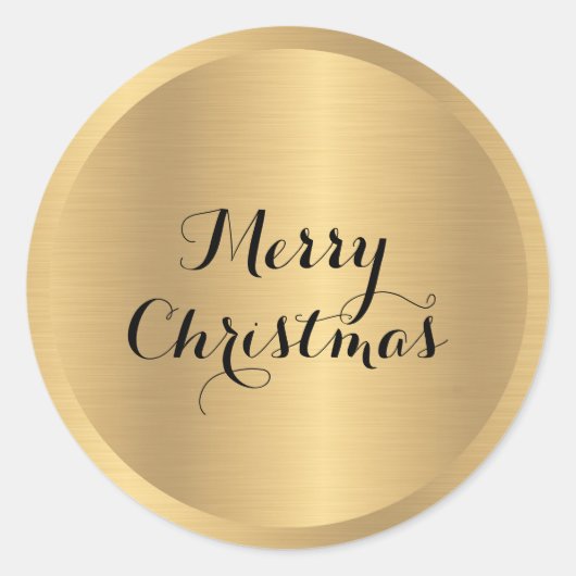 Aangepaste tekst glamour nepgoud vrolijk kerstfees ronde sticker (Voorkant)