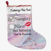 Aangepaste tekst / Glitter Naughty Metallic Marble Grote Kerstsok (Voorkant)