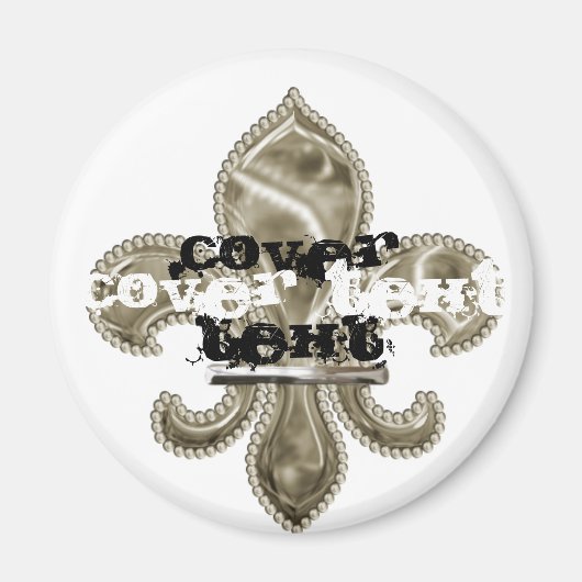 Aangepaste tekst Gold Fleur de Lis ronde magneet (Voorkant)