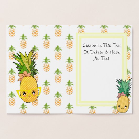 Aangepaste tekst/gouden partij ananas Kawaii Beach Folie Kaarten (Binnen)