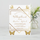 Aangepaste Tekst Gouden Vlinder Bruiloftsbrunch Kaart (Staand voorkant)