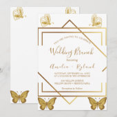Aangepaste Tekst Gouden Vlinder Bruiloftsbrunch Kaart (Voorkant / Achterkant)