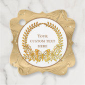 Aangepaste tekst, gouden vlinder en bloem bedankjes labels (Voorkant)